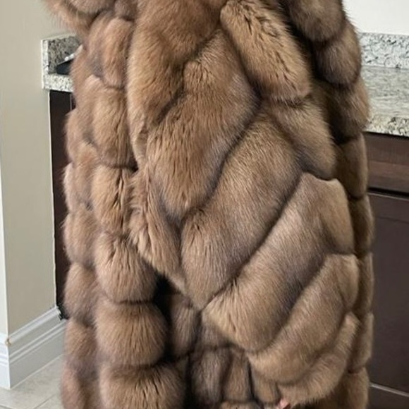 Sable coat with hood NEW! sz 40 - Picture 3 of 7